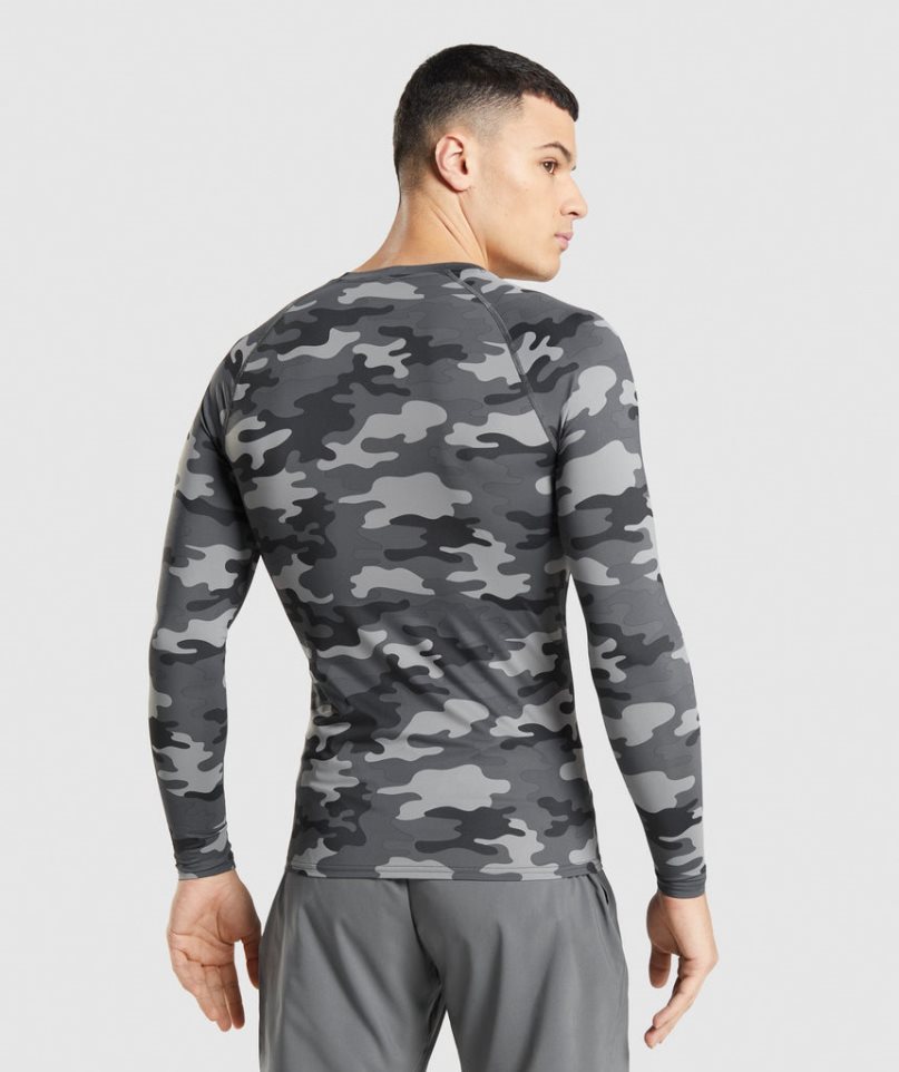 Koszulki Gymshark Element Baselayer Long Sleeve Top Męskie Camo | PL 583LPU